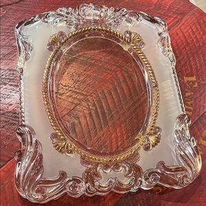 Vintage Mikasa Elegant Clear Glass & Gold Ornate Picture Frame